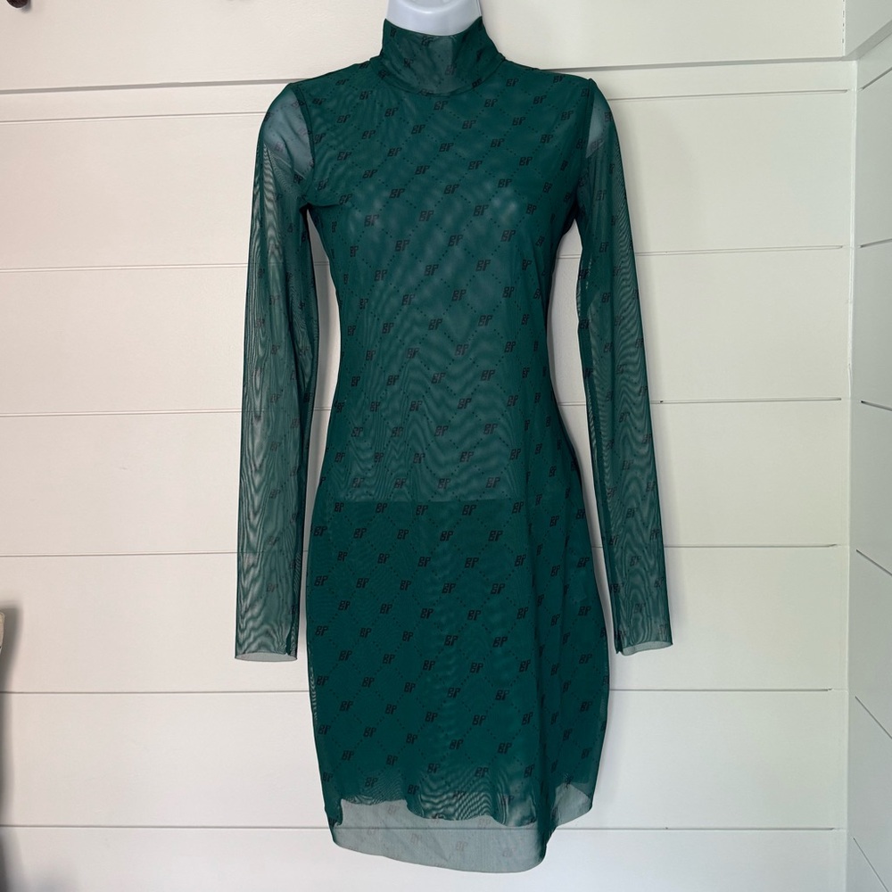 Baum Und Pferdgarten Elegant Green Sheer Dress, Women’s S